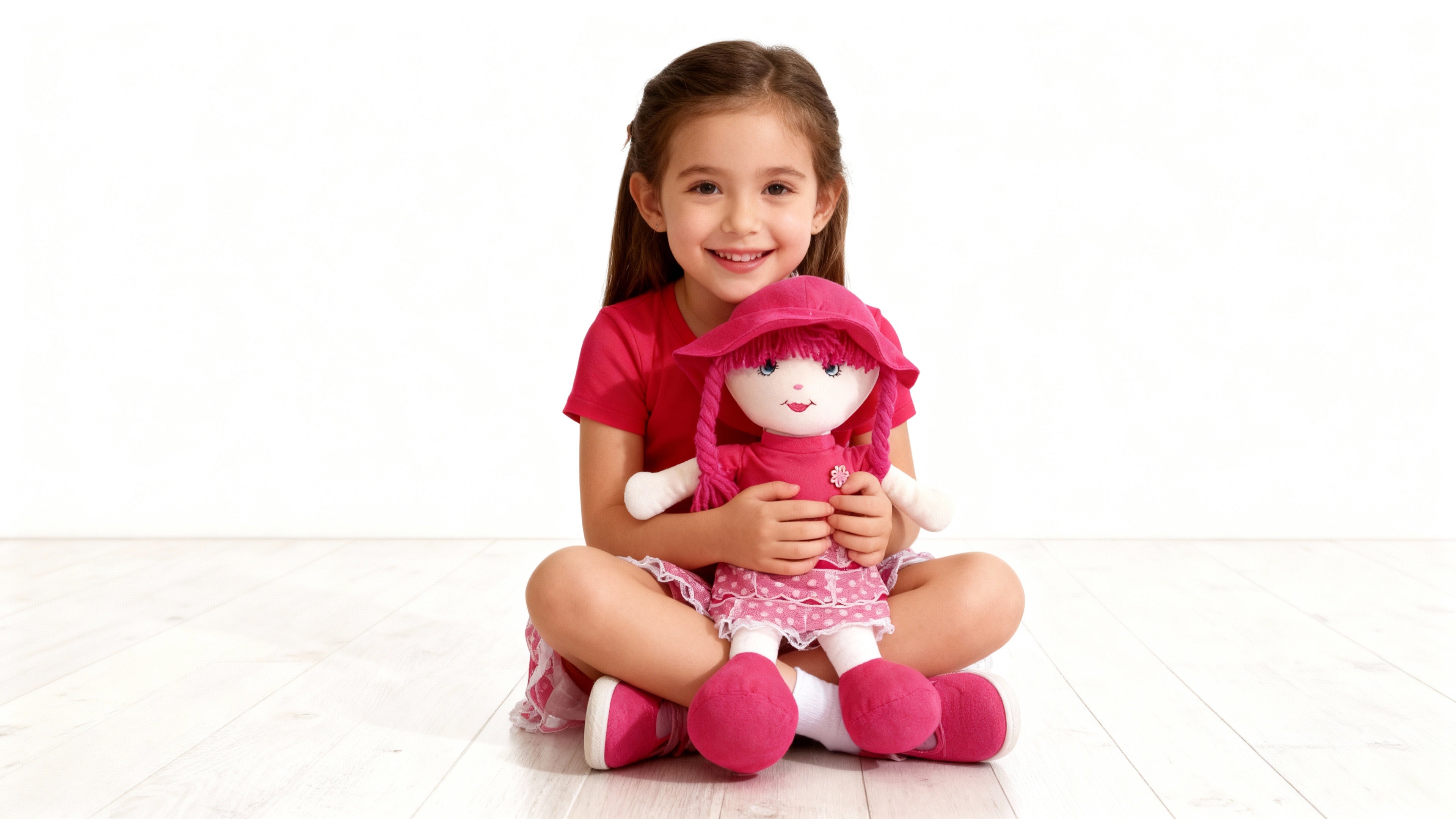 Poupée douce “Camélia” en tissu rouge