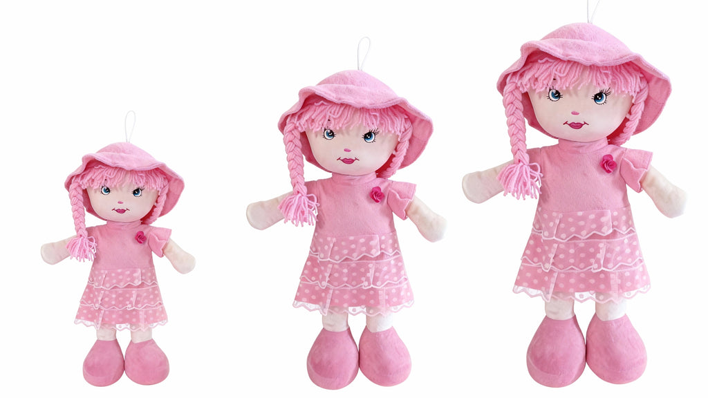 Poupée douce “Léonie” en tissu rose