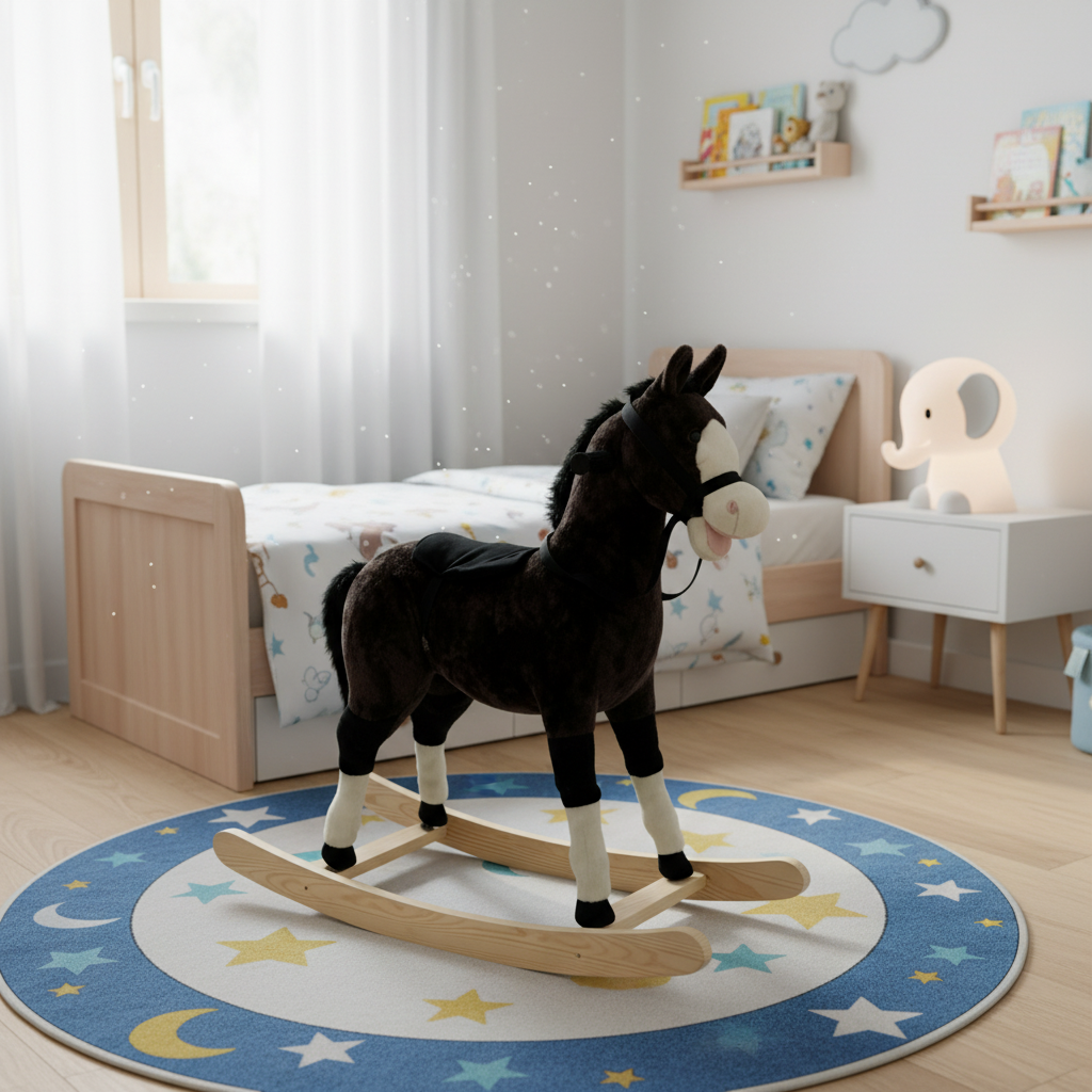 Cheval à bascule “Teddy” – Compagnon de jeu en peluche douce