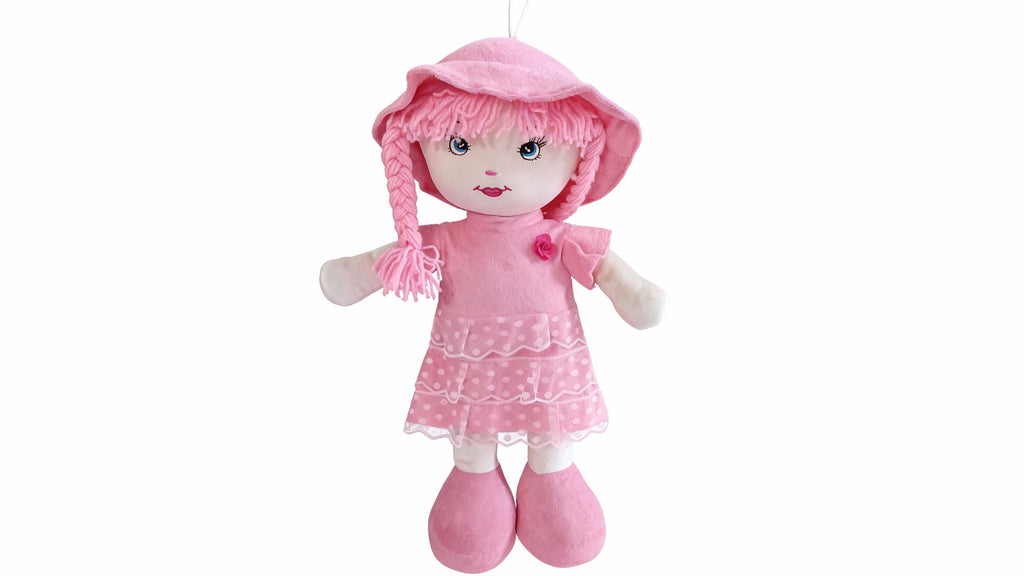 Poupée douce “Léonie” en tissu rose