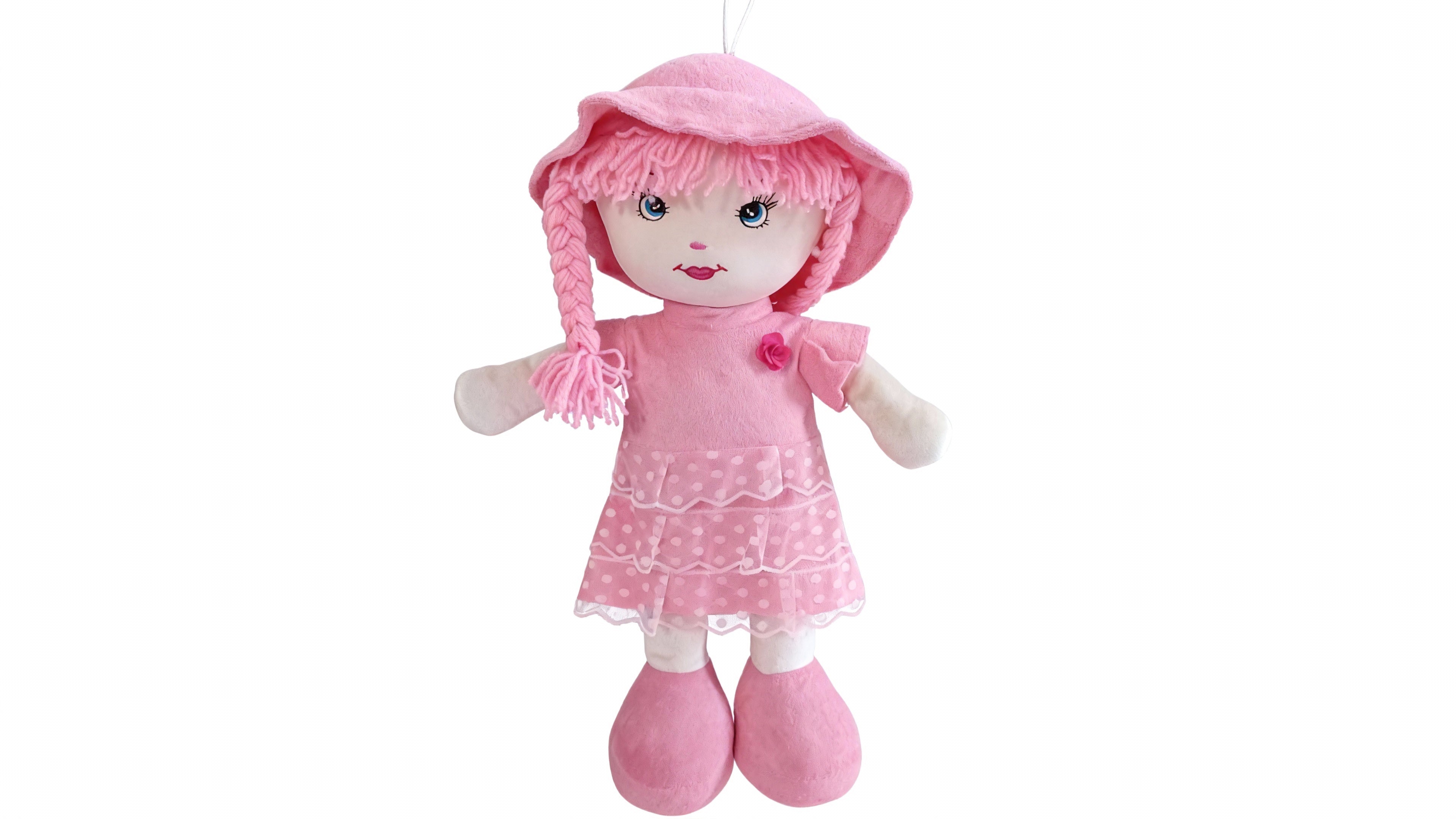 Poupée douce “Léonie” en tissu rose