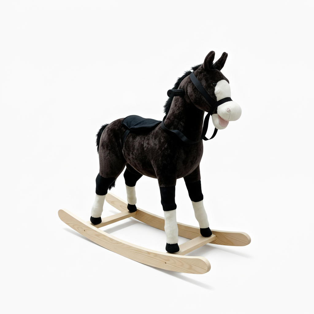 Cheval à bascule “Teddy” – Compagnon de jeu en peluche douce